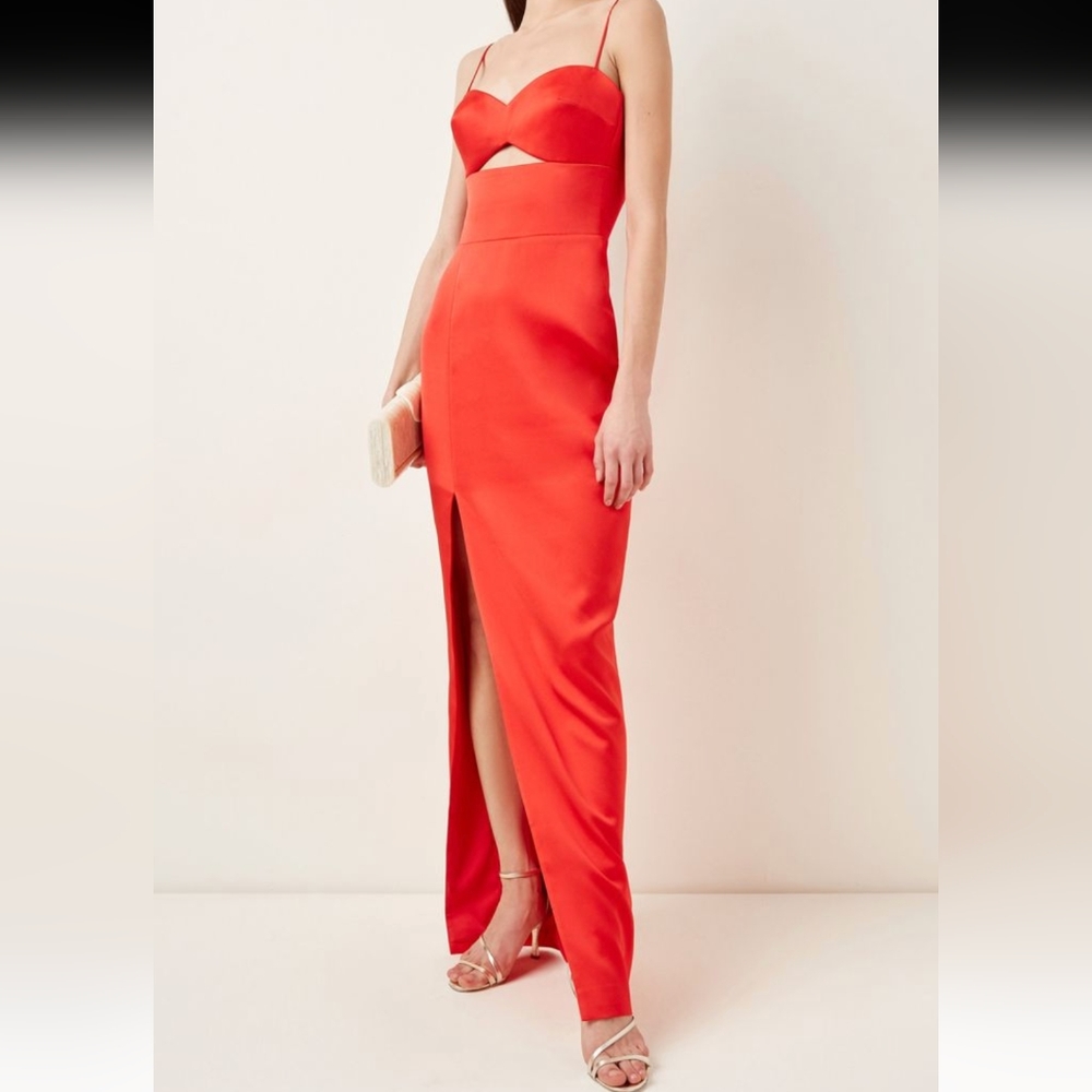 NWT RASARIO CUT OUT SATIN GOWN FR 38 / RUS 44 / IT 50 / US 4